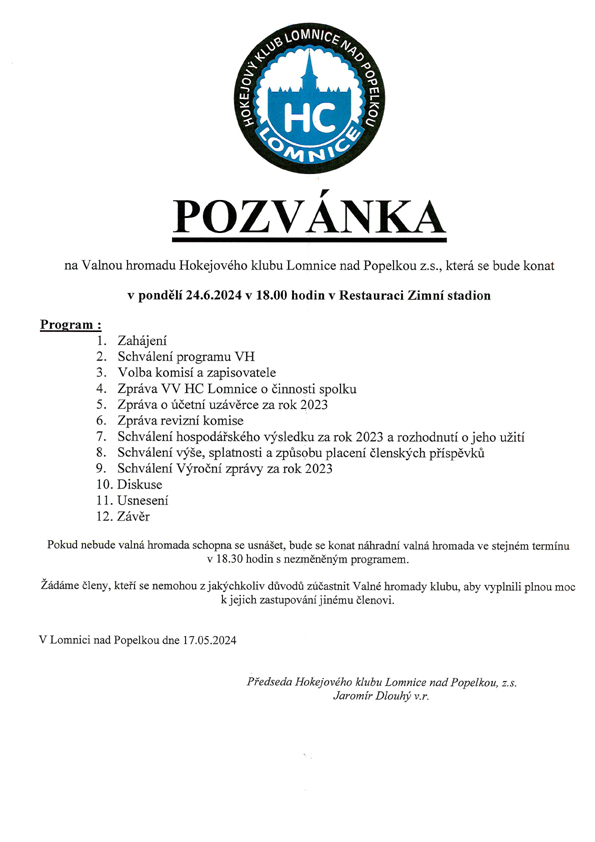 Valná hromada 2024 Valná hromada 2024